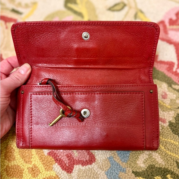 CHLOE Y2K Vintage Paddington Red Leather Bi-Fold Long Wallet W/ Added Crossbody - Picture 10 of 16